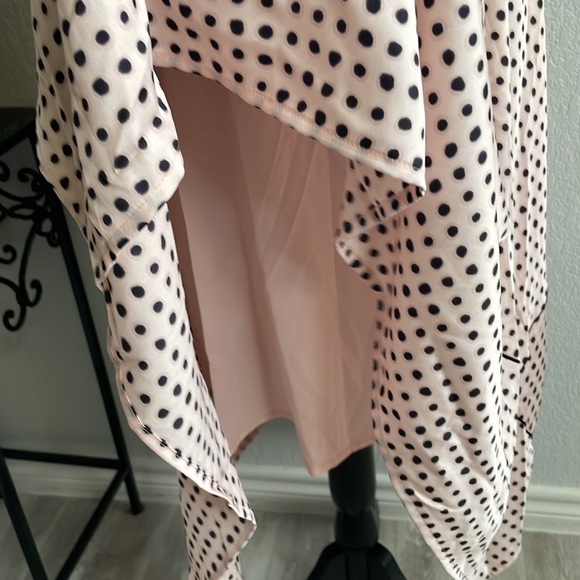 NWOT Donna Karan NY Pink Black Polka Dot Asymmetrical Handkerchief Skirt 6 - Picture 3 of 6